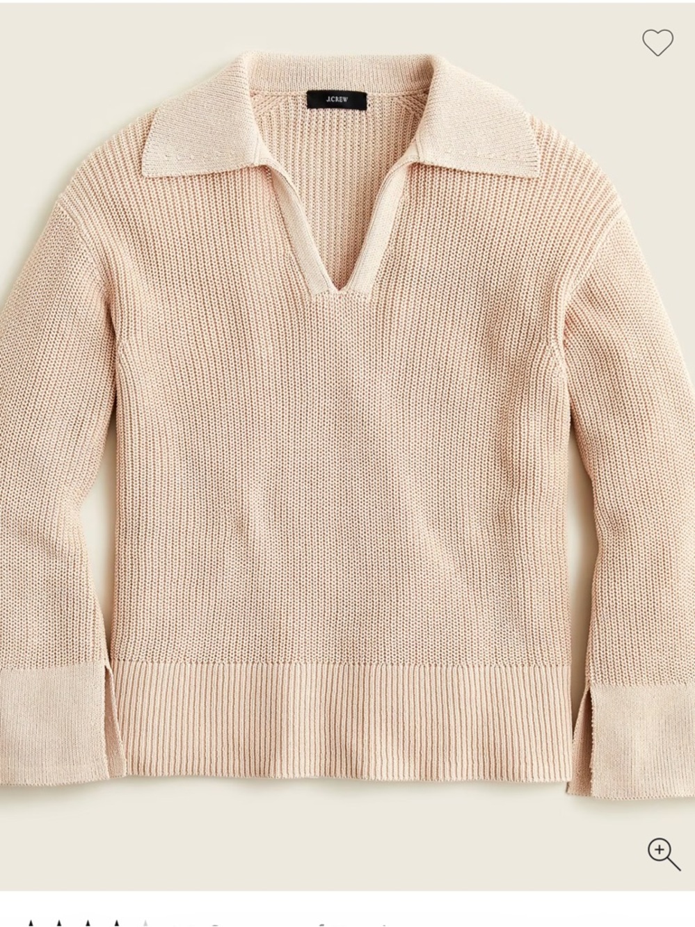 J. Crew Women's Ribbed Knit Relaxed Collared Sweater Dark Beechwood Cream Size S